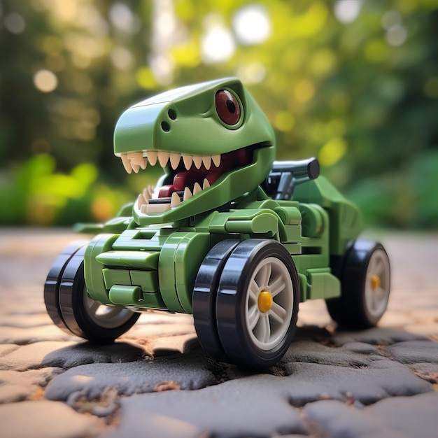 Green Lego T Rex Car Rebellious Crafts For Little Children