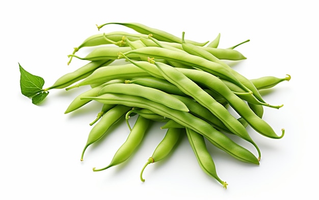 Green Long Beans sullo sfondo bianco