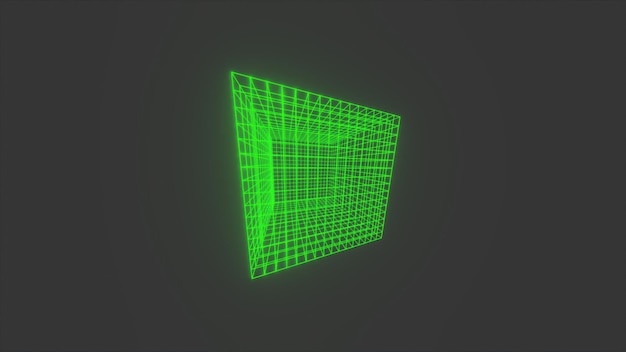 Green neon cube Computer generated 3d render