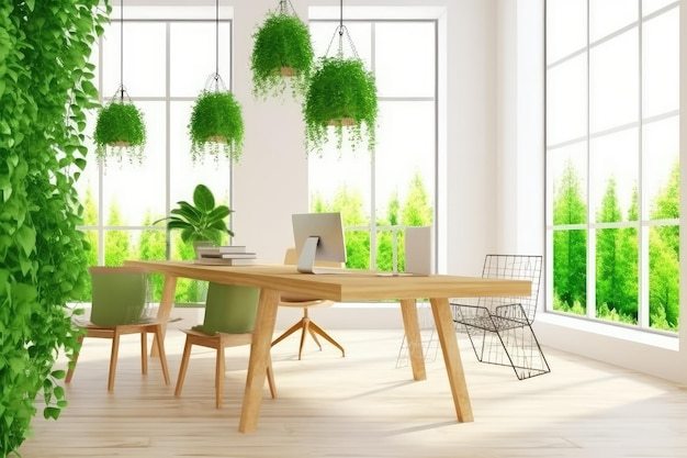 Green Office Workspace Interior Desk per il lavoro