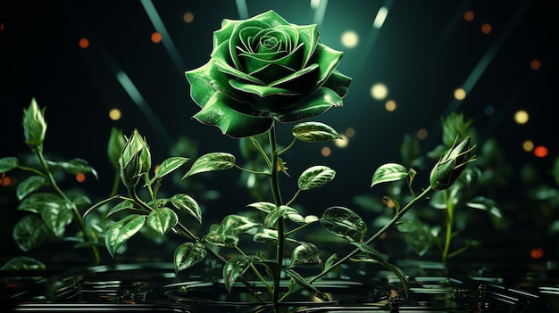Green rose postcard insolito futuristico concetto vintage invito al matrimonio