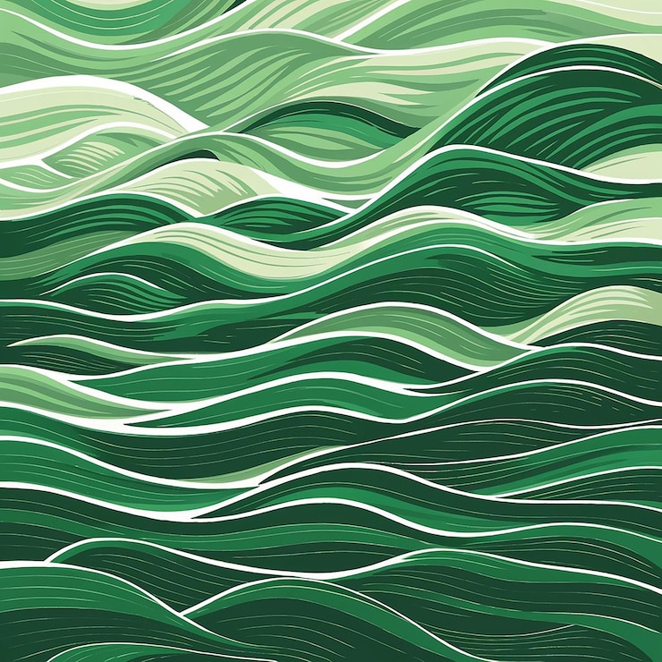 Green Tones Waves Background