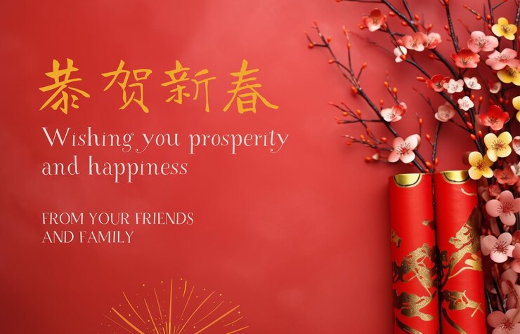 Photo greeting background of happy chinese new year social media post generative ai