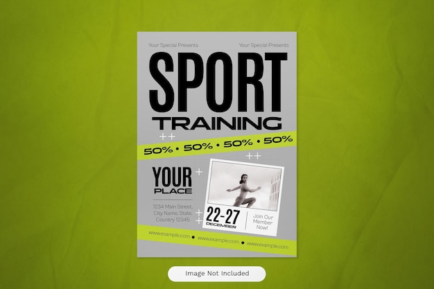 Grey Green Utilitarian Sport Training Flyer per i social media