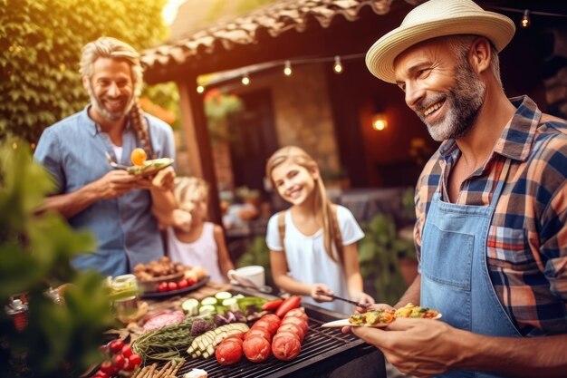 Griglia di costole di agnello su una fiamma calda barbecue cottura alla sera e al tramonto ai generato