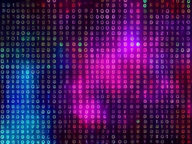 Griglia di punti codici binari numeri effetto di consistenza al neon image download Generare una accattivante risoluzione 4K