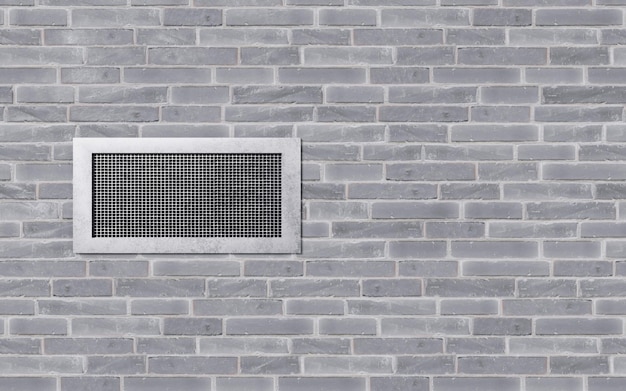 Griglia di ventilazione su un muro di mattoni 3d
