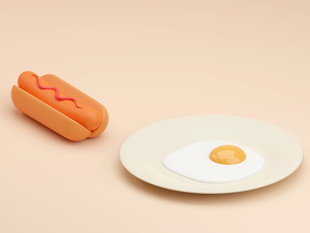Griglia per hot dog con senape isolato su sfondo 3d rendering