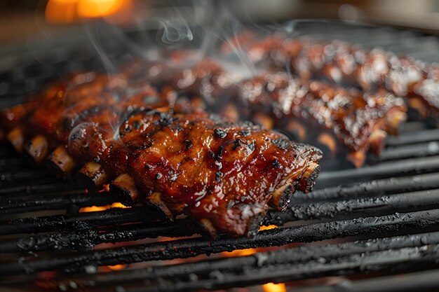 Grigliare la carne da vicino