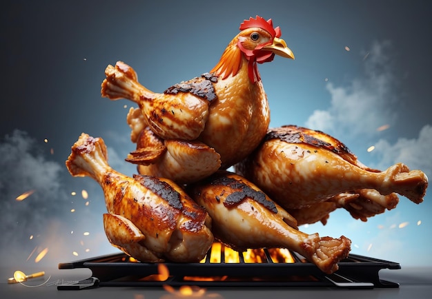 Grill Chicken realistico pollo 3d che vola in Th