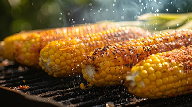 Grill per la cottura di patatine di mais sull'olio Disegno di sfondo del banner