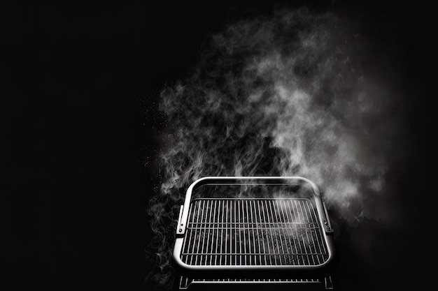 Grill Sfondo Vuoto Barbecue Infornato Sul Nero