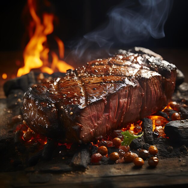 Grilled rib eye beef steak erbe e spezie immagine generata dall'AI