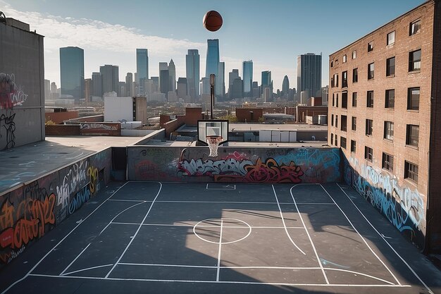 Gritty Urban Basketball Rooftop (Tetto di pallacanestro urbano)