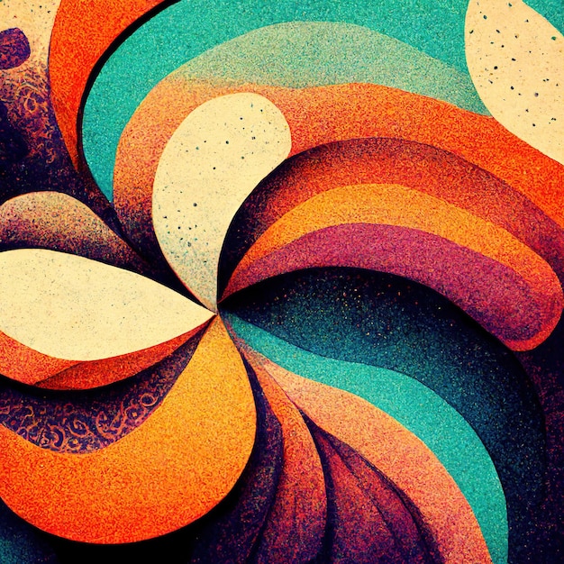 Groovy psichedelico astratto ondulato decorativo sfondo funky Design alla moda hippie 3D illustrazione