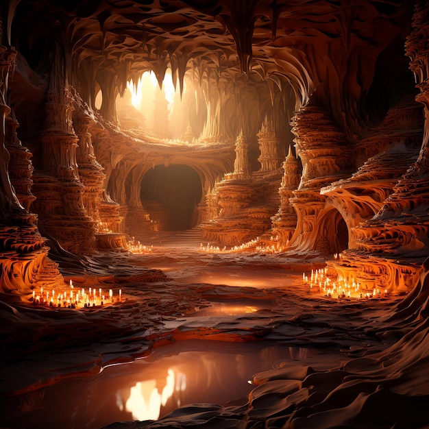 grotta sotterranea nello stile dei paesaggi