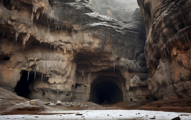 Grotte delle meraviglie nascoste all'interno di montagne maestose IA generativa