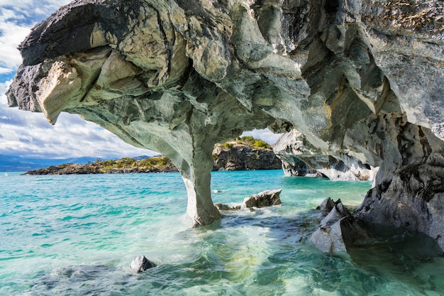 Grotte di marmo (Capillas del Marmol), lago General Carrera, paesaggio del Lago Buenos Aires, Patagonia, Cile