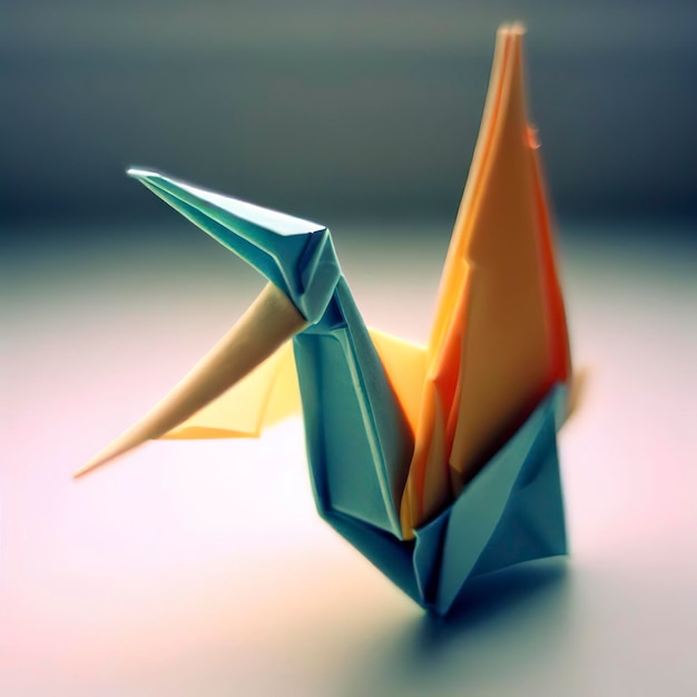 Gru origami realizzata con note di posizione