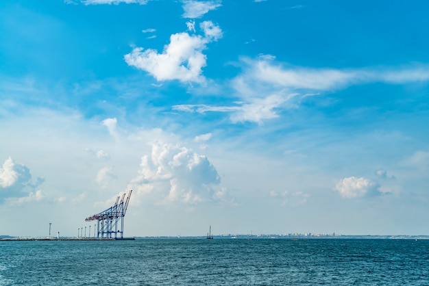 Gru per container nel terminal del porto di carico.