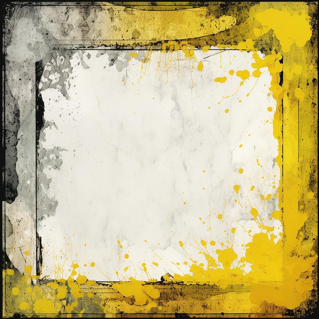 Grunge a bordo scuro trasparente bianco e giallo a due tonalità