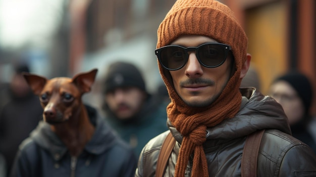 gruppo con maschere in scena cittadina immagine fotografica creativa ad alta definizione