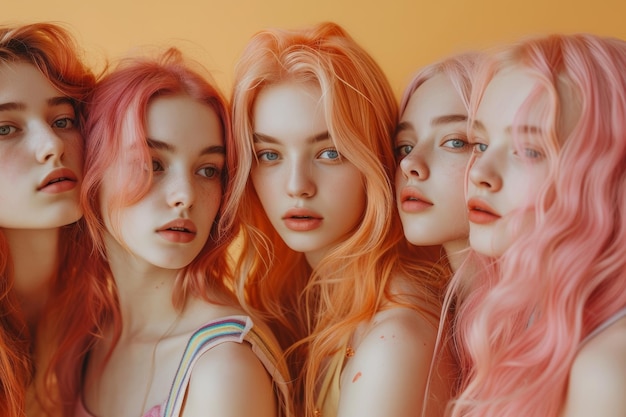 gruppo di adolescenti dai capelli colorati insposnapshot estetico