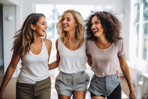 Gruppo di amiche che ballano in uno studio