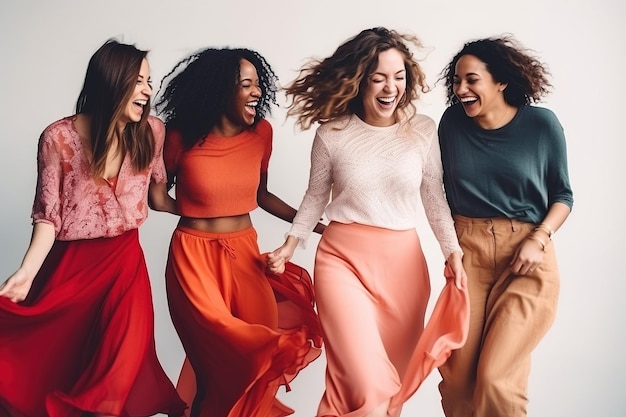 Gruppo di amiche che ballano in uno studio