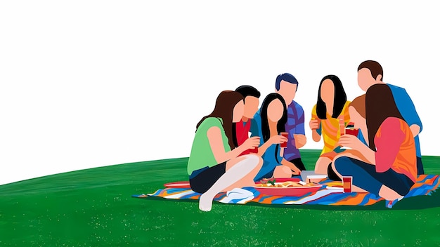 Gruppo di amici che si godono la silhouette del giorno dell'amicizia, illustrazione vettoriale su sfondo bianco