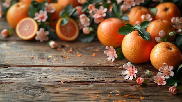 Gruppo di arance su un tavolo di legno