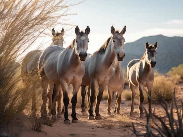 Gruppo di asino nell'habitat naturale AI generativo