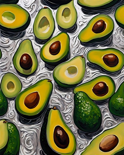 gruppo di avocado stagionati pronti per mangiare l'illustrazione