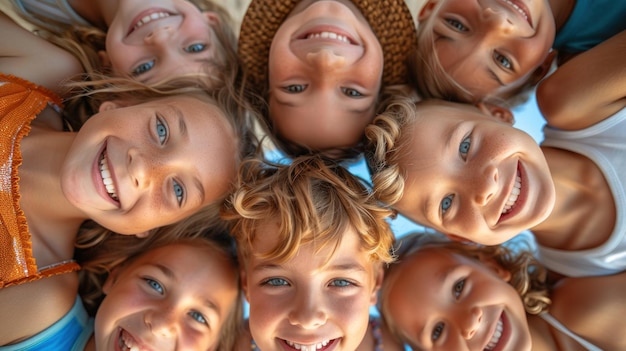 Gruppo di bambini in piedi in cerchio