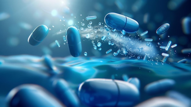 Gruppo di capsule di pillole antibiotiche Concepto sanitario e medico