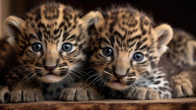 Gruppo di cuccioli di leopardo da vicino