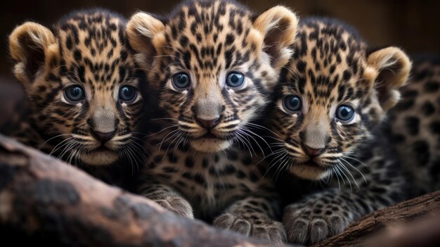 Gruppo di cuccioli di leopardo da vicino