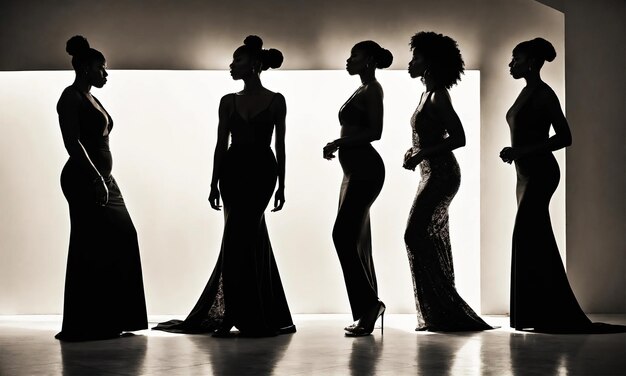 Gruppo di donne afroamericane che posano in studio Fashion shot ai generative