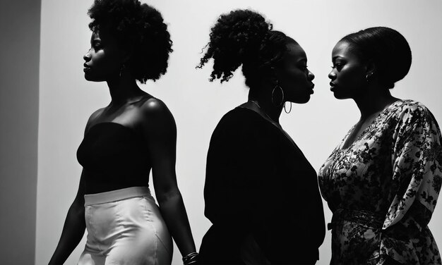 Gruppo di donne afroamericane che posano in studio Fashion shot ai generative