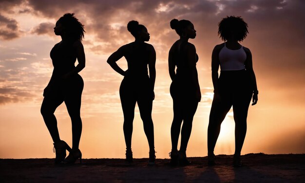 Gruppo di donne afroamericane che posano in studio Fashion shot ai generative