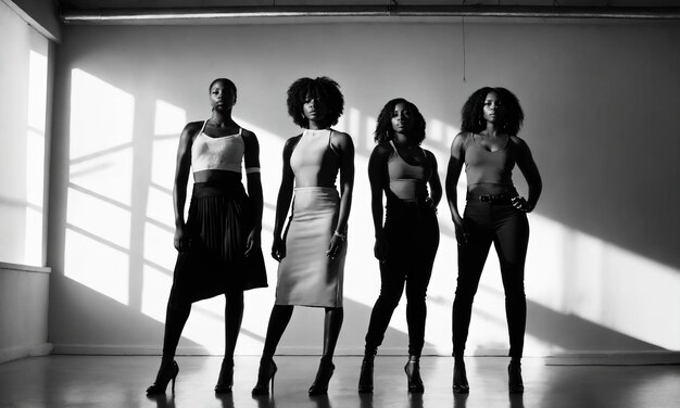 Gruppo di donne afroamericane che posano in studio Fashion shot ai generative