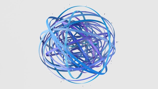 Gruppo di forme del cerchio blu, sfera astratta. Sfondo bianco. rendering 3D.