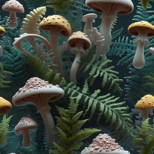 Gruppo di funghi nella foresta