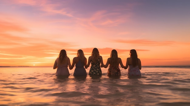 Gruppo di giovani al mare AI generato