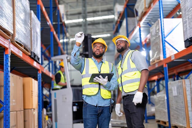 Gruppo di lavoratori che lavorano in magazzino