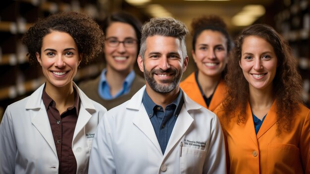 Gruppo di medici e infermieri in uniforme in un ospedale