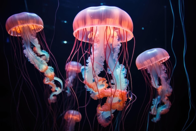 Gruppo di meduse che galleggiano nell'acqua