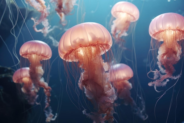 Gruppo di meduse che galleggiano nell'acqua