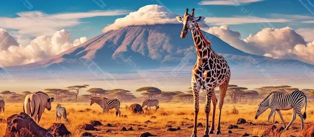 Gruppo di molti animali africani IA generativa