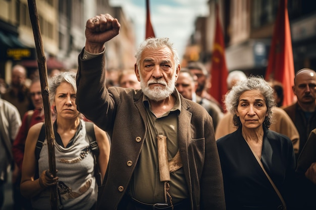 Gruppo di persone che camminano per una strada urbana